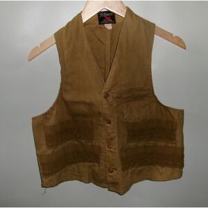 JC Higgins Men's Hunting Fishing Vest Brown Canvas Utility Pockets Size 10 Used